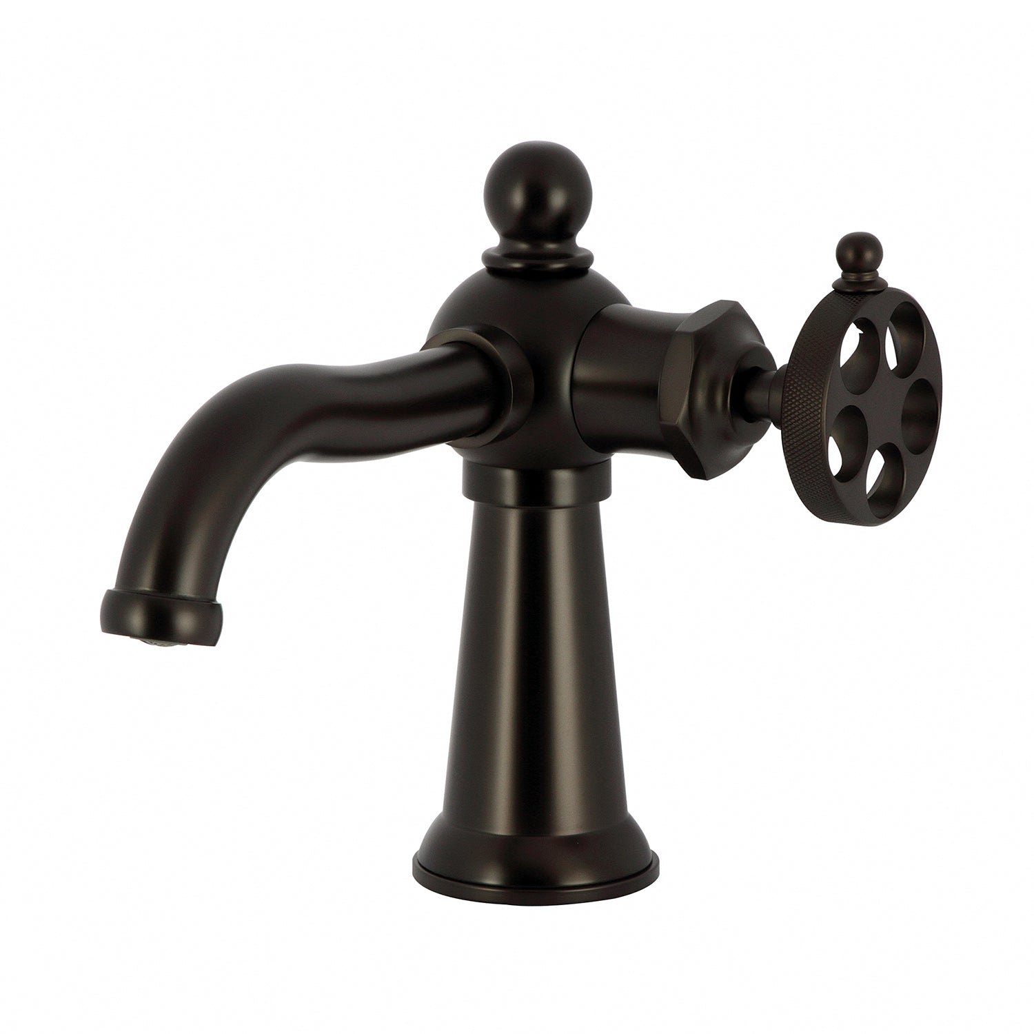 Kingston Tulare KS3545RKZ - Wendell One-Handle 1-Hole Bathroom Faucet with Knurled Handle and Push Pop-Up Drain, Oil Rubbed Bronze — image 1